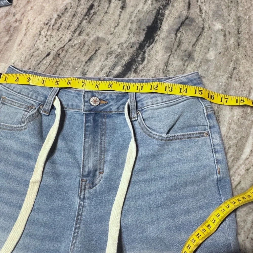 Sidefeel Jeans Womens‎ 8 Denim Light Wash Wide Leg Drawstring Boho Western Blue